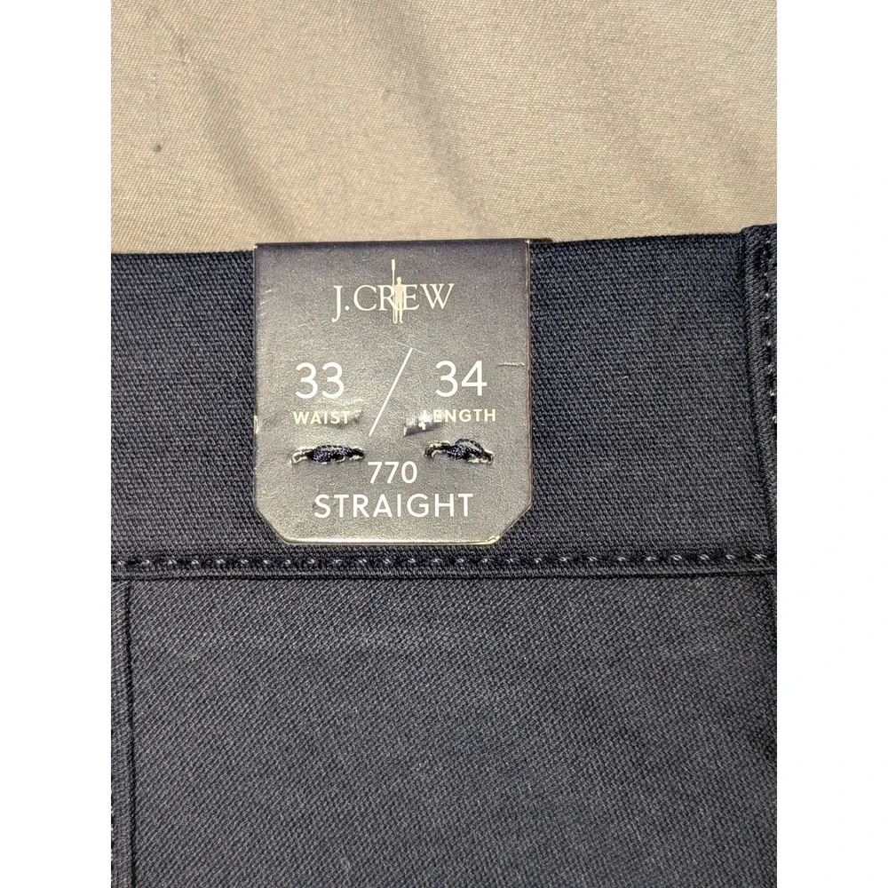 J.Crew Mens 770 Straight Fit Performance Pant Black 4-Way Stretch 33x34 NEW $120